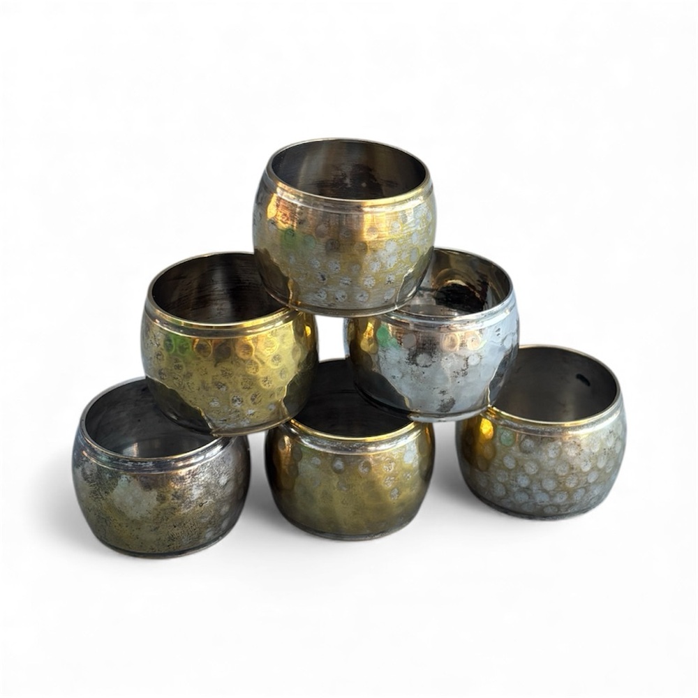 Silver Plated Hammered Napkin Rings